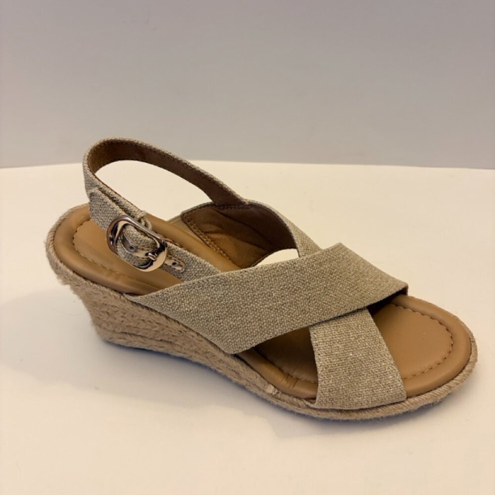 Easy Spirit Ariane Shoes Sandals 7.5 Beige Espadrille Slingback Buckle EUC